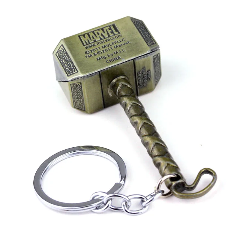 2 Color The Avengers Thor Hammer Keychain 7.4cm Metal Pendant Keyring