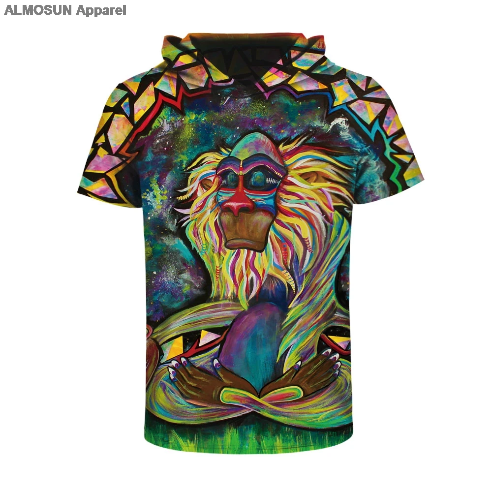 

ALMOSUN Rafiki 3D All Over Print T Shirts Hipster Short Sleeve Summer Casual Street Wear Tee Men Women