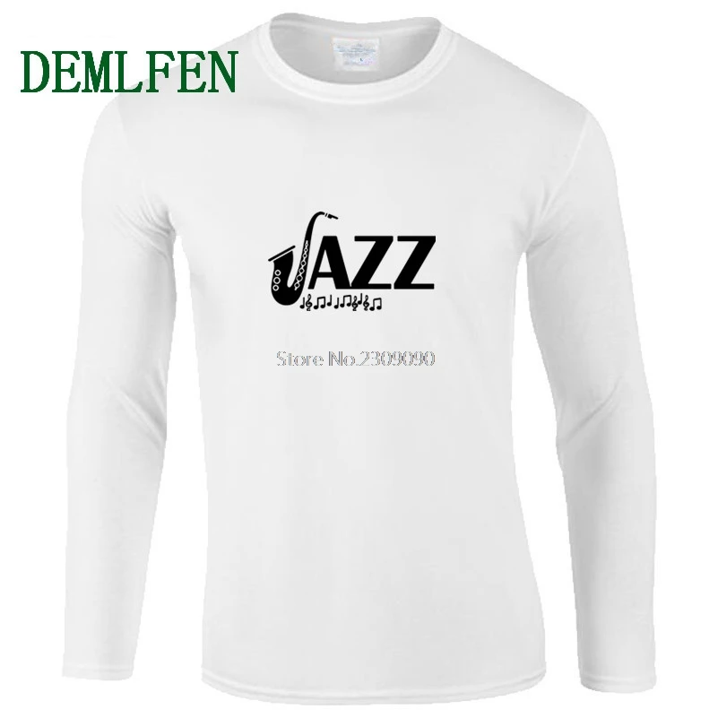 Fashion Jazz Music Men T Shirts Girl Clothing Male Cotton Long Sleeve T shirt Saxophone Hip Hop