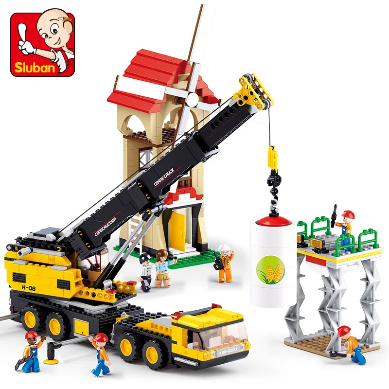 

0553 3D Model Architectural Engineering Gear Crane DIY Education Building Blocks Kid's Toy Compatible Legoings Truck Excavator
