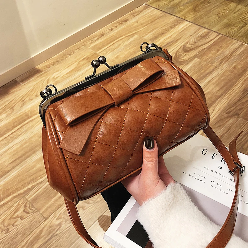 

Frame clutch female retro Shell women quilted bag 2019 leather Shoulder handbag small channels luxury designer famous brand tote