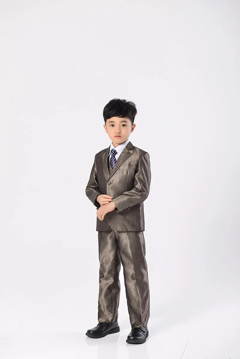 Маленький костюм для мальчика Дети 3 предмета в комплекте Свадебный костюм детский деловой комплект(куртка+ Штаны+ жилет) модный детский костюм-смокинг Комплекты для мальчиков смокинг