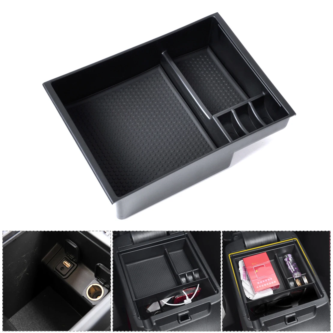 

Black Car Secondary Center Console Armrest Storage Box Glove Organizer Tray ABS Fit For Mazda 3 Axela 2013 2014 2015 2016 2017