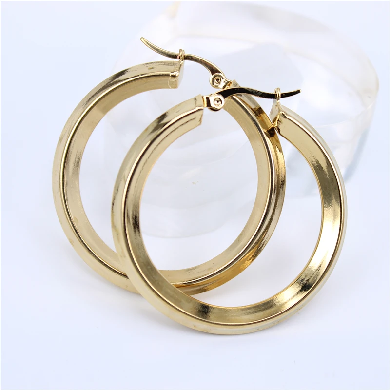 smooth diameter 40mm 60mm size Stainless Steel Women Hoop Earrings