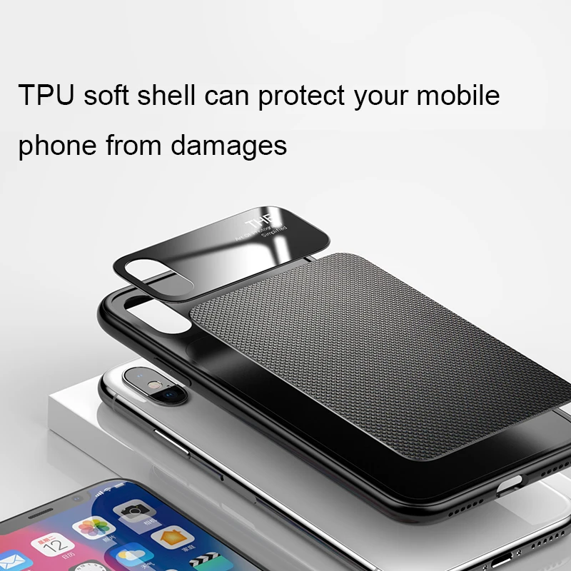 Baseus funda de teléfono de lujo para iPhone X 10 de la nebulosa de TPU suave y vidrio de cubierta de caso para iPhone 8 7 Plus Coque Fundas