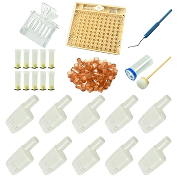 

Beekeeping Queen Rearing Cup Kit Box + 120 X Brown Cell Cups +10 X Queen Feeding Base And Many More Practical Queen Feeding Set