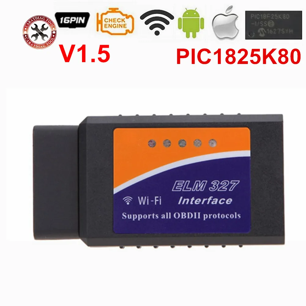 

ELM327 WIFI PIC18F25K80 Chip Works Diesel Cars Hardware V1.5 Software V2.1 For iOS/Android Free Shipping