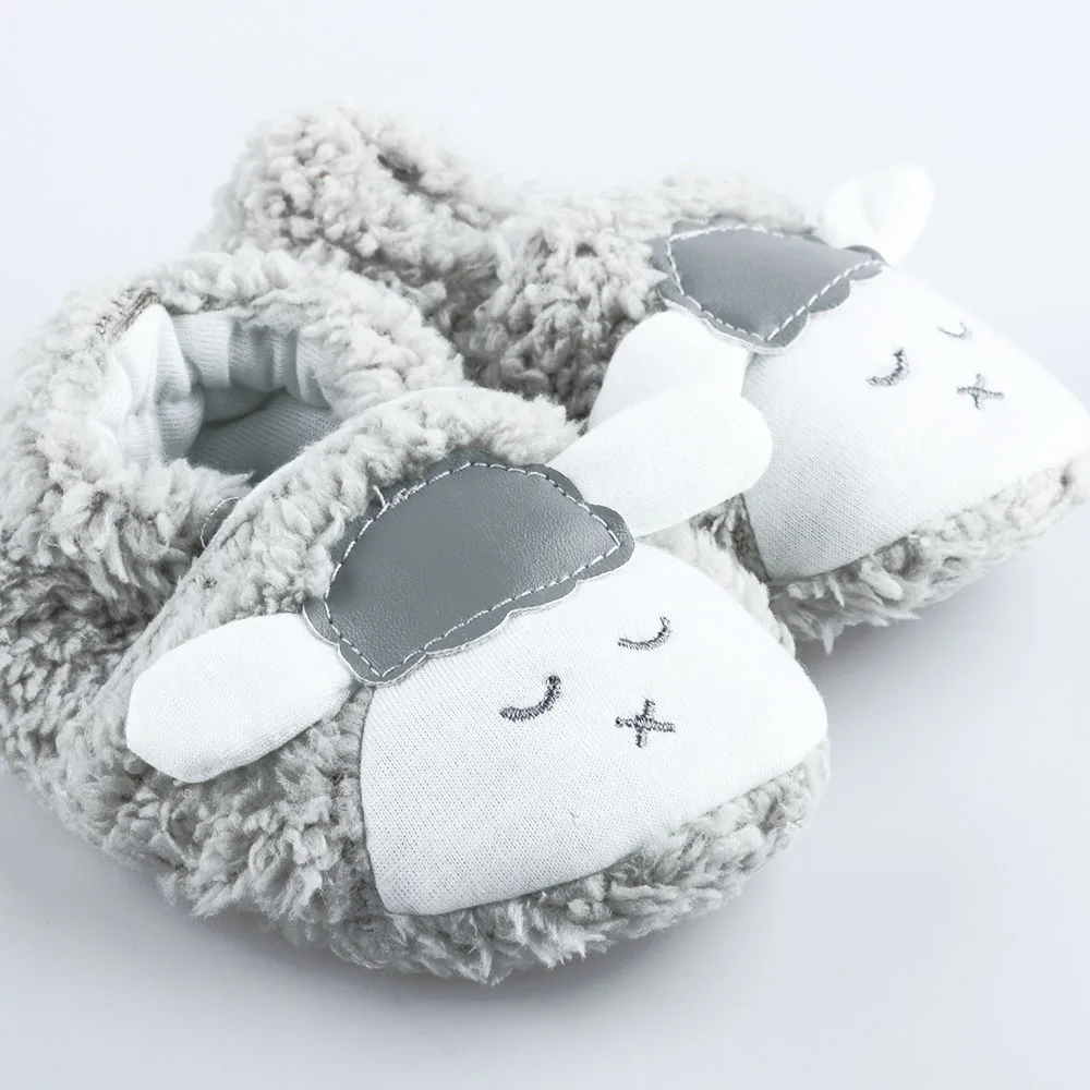 0-12M Baby Boys Girls Lovely Cartoon Sheep Floor Shoes Winter Warm Plush Booties Infant Soft Slipper Crib Shoes First Walkers