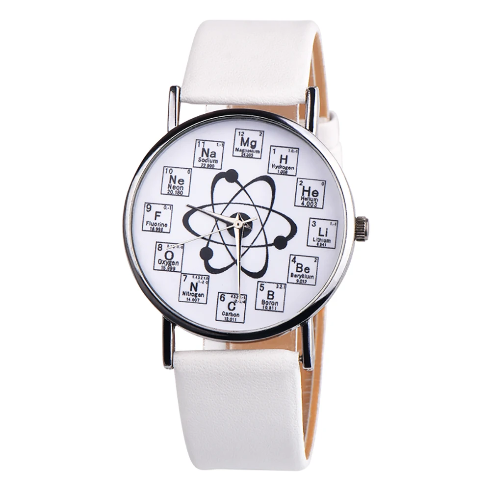 Модные студенческие химические элементы маркеры молекулы циферблат Кварцевые аналоговые наручные часы