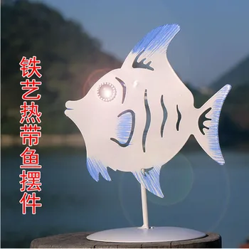 

Metal Shape tropical fish iron candle holder decorative with glass cup for Bar Desktop decoration