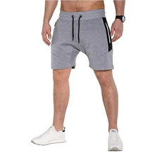 Для мужчин молнии накладные карманы шорты Повседневное спортивные шорты летние хлопчатобумажные спортивные брюки шнурок Фитнес шорты для тренировок мужской плюс Размеры