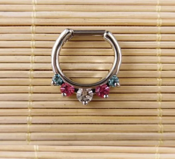 

2015 Piercing Navel Belly Button Rings 6 Pcs Piercing Nose Ring Surgical Steel Plated Fake Septum Body Jewelry Hoop Aros Bijoux
