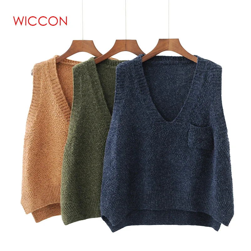 

Sleeve Large Size Vest Shoulder Short Loose V-neck Vest Tide Wool Knit Fashion Casual Vest Sweater Women