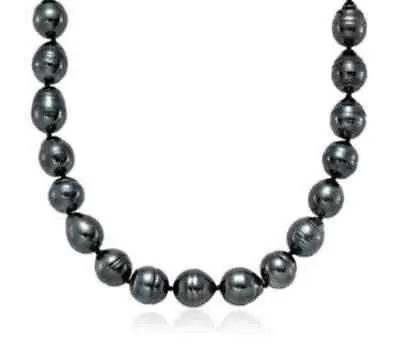 

DD Wholesale FREE SHIPPING AAA GENUINE 18"12-13mm natural South Sea Black Pearl Necklace 14KGP