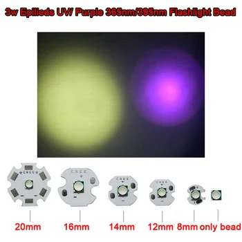 

2pcs Cree 3535 Package LED 3W EPILEDS UV Ultraviolet 365nm / 395nm Chip 20mm base For Fishing, Nail Dryer, Currency Detector