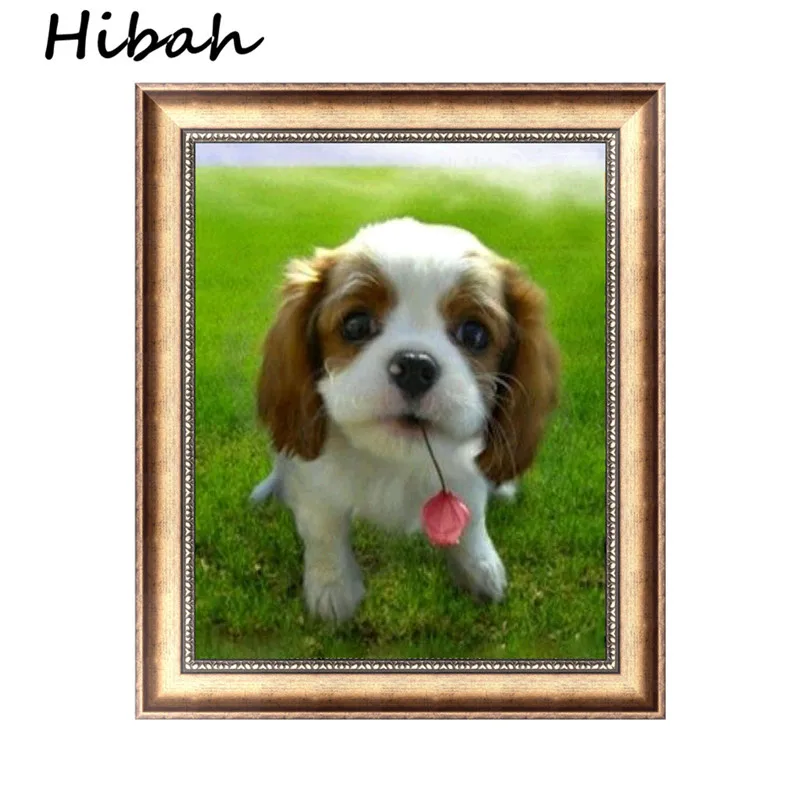 

Full embroidery diy 5d diamond painting dog cross embroidery picture magic square diamond embroidery Mosaic animal decoration.
