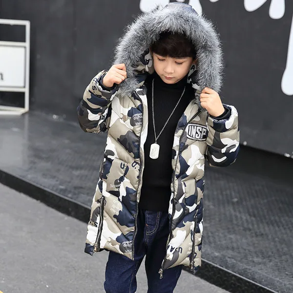 Детские куртки детское зимнее пальто для мальчиков зимняя куртка для мальчиков детская теплая верхняя одежда, пальто для детей от 4 до 13 лет, детская зимняя одежда - Цвет: as picture