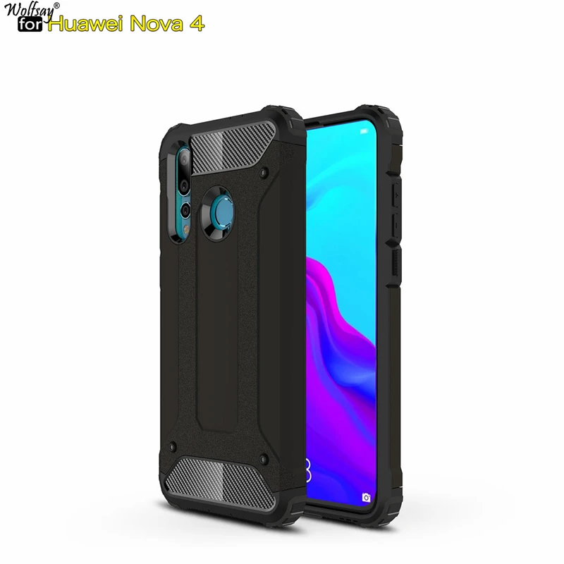Wolfsay For Case Huawei Nova 4 Cover Durable Armor TPU &amp PC Fundas VCE-LX1 |