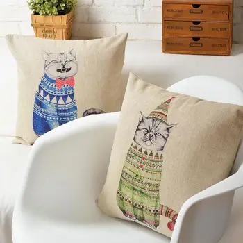 

Fashion cats Creative cute Cartoon pillow Cotton Cushion Pillow Linen cushions home decorate sofa cushions