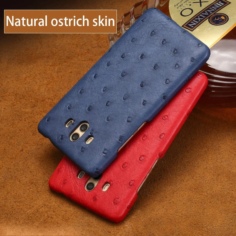 

Genuine leather case For Huawei Mate 9 10 Pro case Natural Ostrich skin slim back cover For P10 P20 Nova 3 Plus P Smart cases
