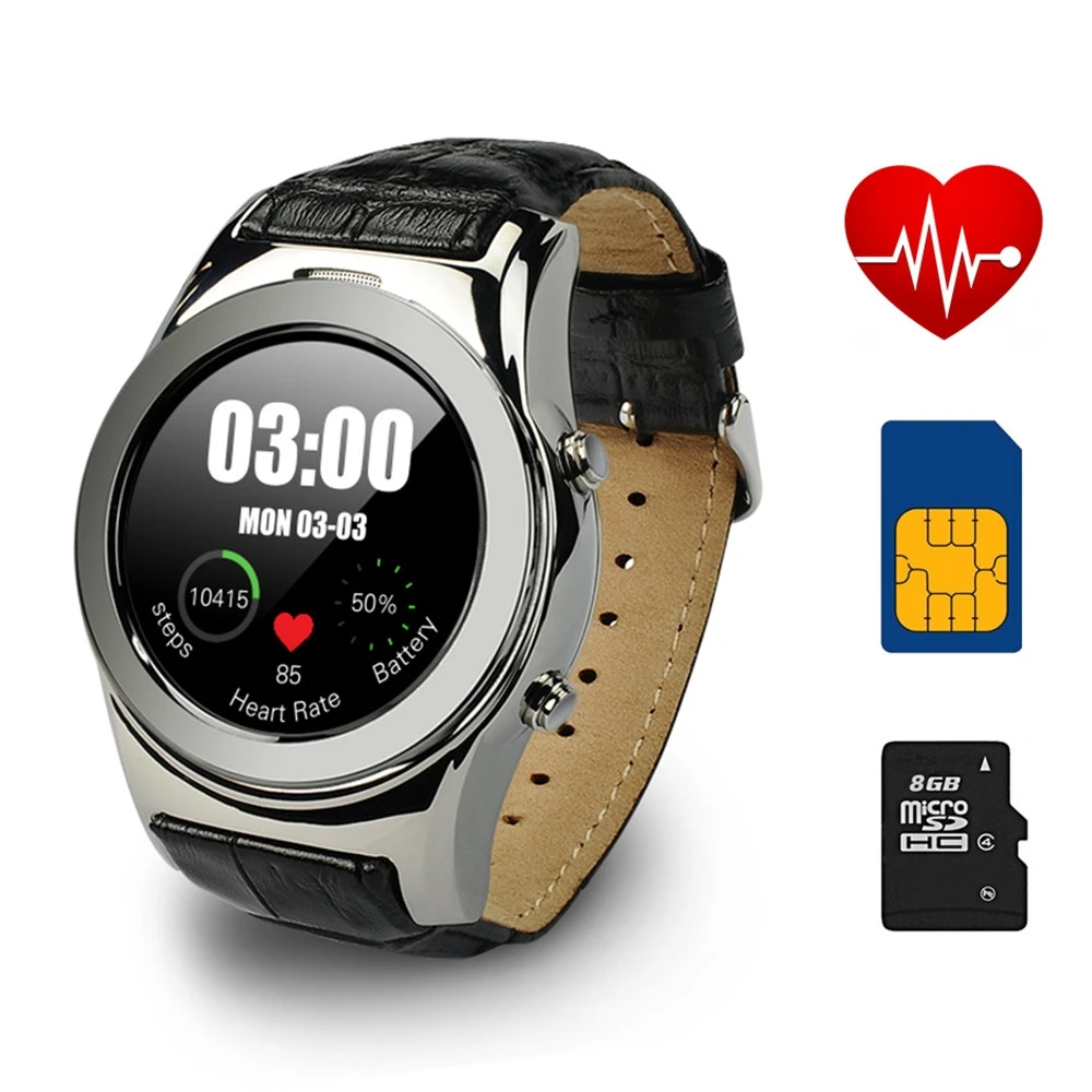 

Round metal V8S Bluetooth Smart watch with SIM card IPS screen MTK2502c heart rate monitor Pedometer for Apple IOS Android phone