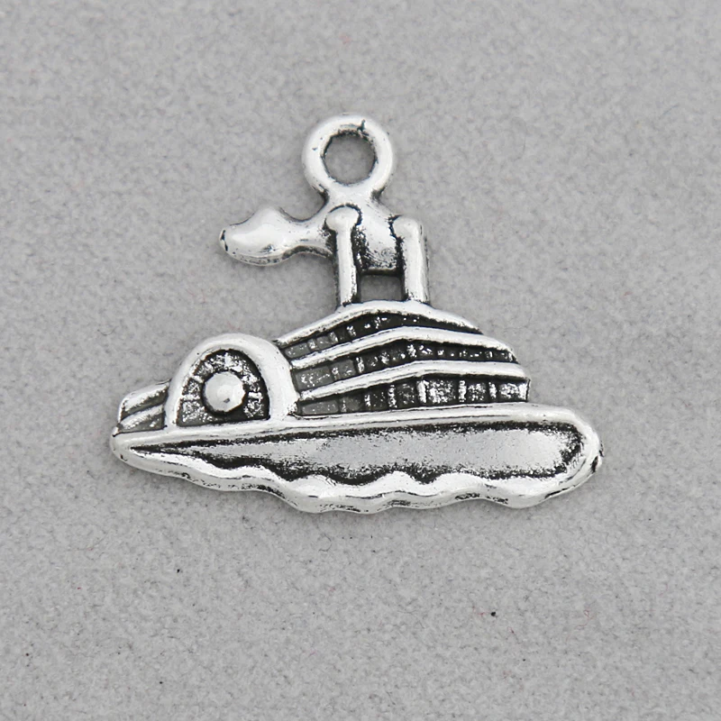 

RAINXTAR Antique Silver Color Alloy Ship Charms For Kids Gifts 20*24mm 20pcs AAC1845