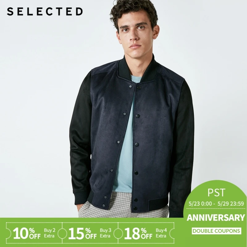 

SELECTED New Leather Jacket Men's Business Casual Suede Coloured Baseball Collar PU Jacket S | 4183P3508