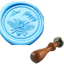 Винтаж пчелы Happy фантазии сценарий пользовательского изображения логотип свадебные приглашения Воск уплотнительное штамп палисандр ручки комплект