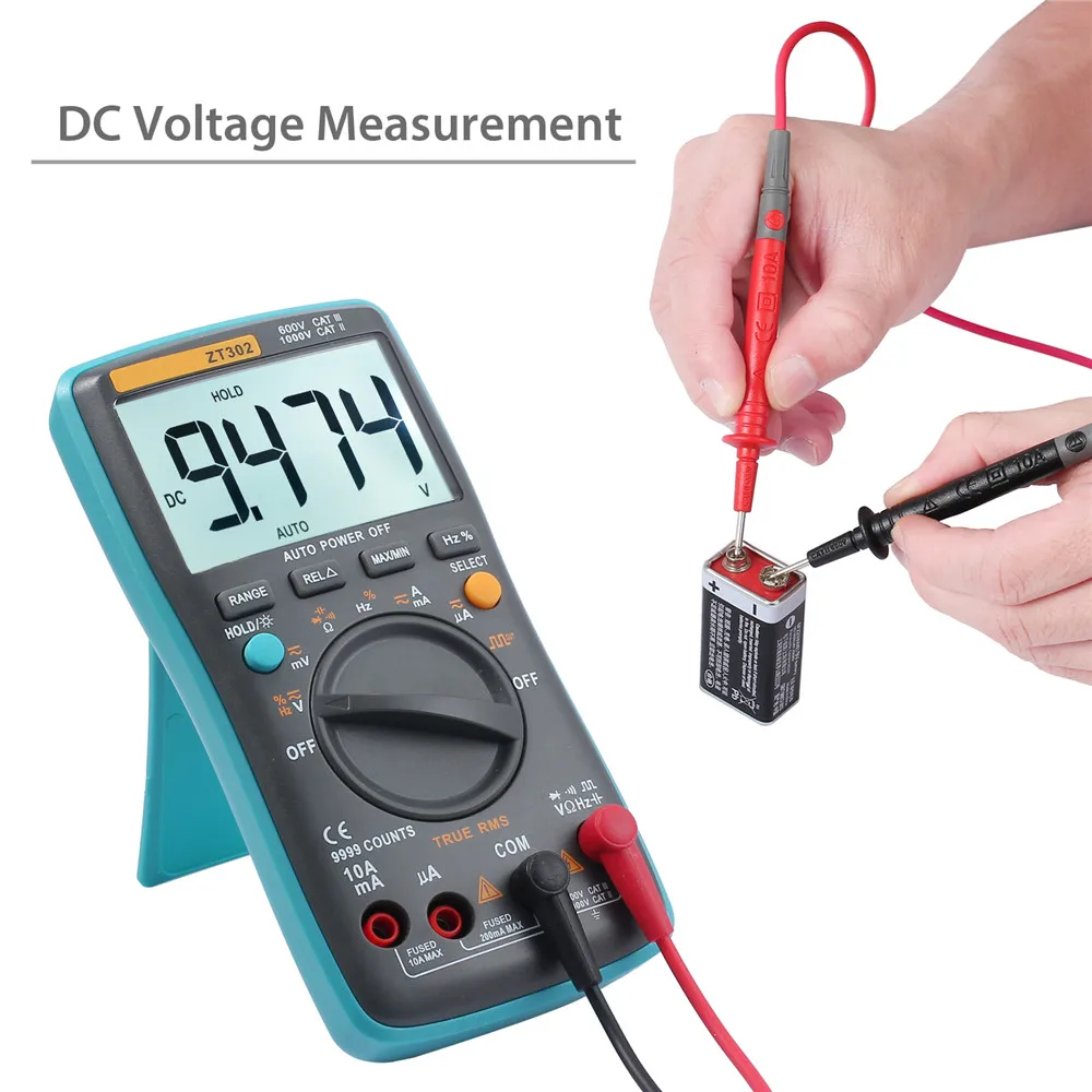 Proster 9999 отсчетов TRMS автоматический Диапазон мультиметр с зажимом аллигатора Тестовые провода квадратный волновой выход Цифровой мультиметр