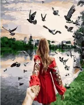 cioioil-X405 Follow me Pigeons Oil Painting By Numbers Cuadros Decoracion Acrylic Paint On Canvas For Artwork