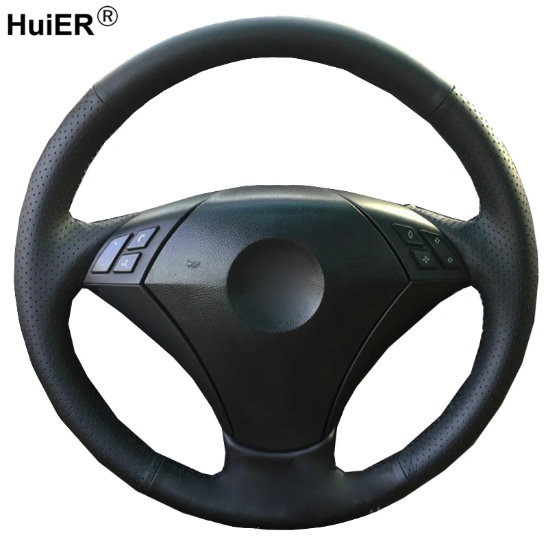 HuiER ручного шитья чехол рулевого колеса автомобиля из микрофибры для BMW E60 E61 520i 520li