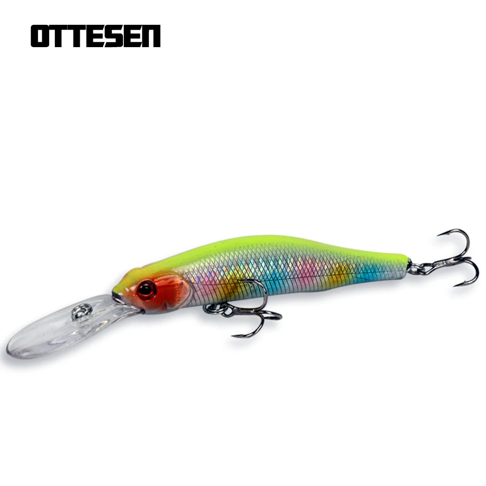 

OTTESEN 1pcs/lot 122mm 12.8g minnow fishing lure professional quality jerkbait lifelike skin 3D fish eyes pesca peche wobblers