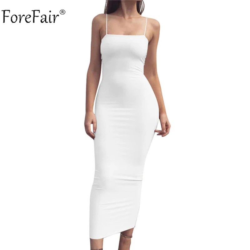 white midi dress spaghetti strap