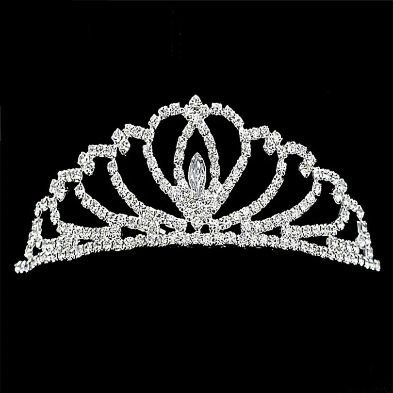 New Fashion Elegant White Crystal Bridal crown classic Silver Plated Tiaras for Women Wedding