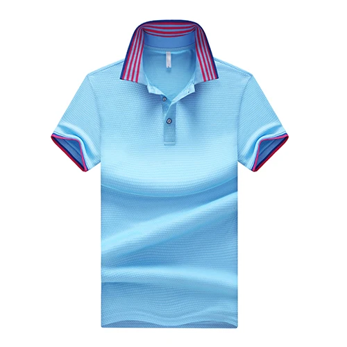 Одежда высшего качества летние шорты рукавом Поло Для мужчин поло Shirs бренд Для Мужчин's одежда/рубашка-поло модные рубашки поло с принтом Z2730 - Цвет: Z2730 Sky blue