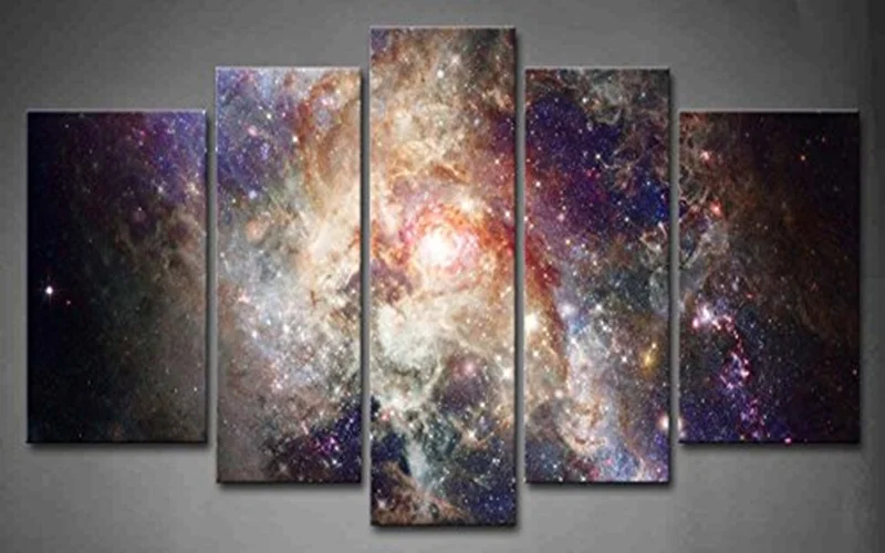 

5Pcs Painting Calligraphy Milky Way Stars Canvas Prints Modern Artwork Picture Photo Printed Abstract Canvas Wall Art Home Decor