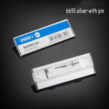 

UHOO reusable metal needle name badge tag with safety pin for business 48pcs/lot