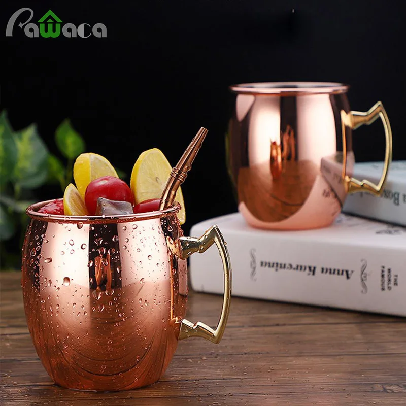 

2pcs 1pc 500ml Hammered Moscow Mule Mug Beer Cup Stainless Steel Stemless Wine Glasses Coffee Mug Cocktail Cup Bar Drinkware