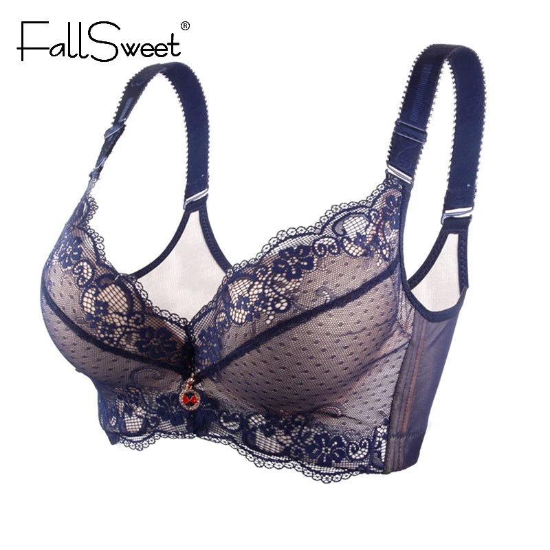 FallSweet Push Up Padded Bras for Women Lace Plus Size Bra Add Two Cup Underwire Brassiere A B C Cup