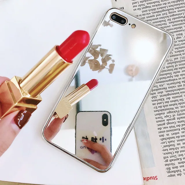US $3.19 Luxury Clear Cosmetic Makeup Mirror Phone Cases for iPhone XS 10 8 7 6s Plus Anti Shock TPU+PC Bump