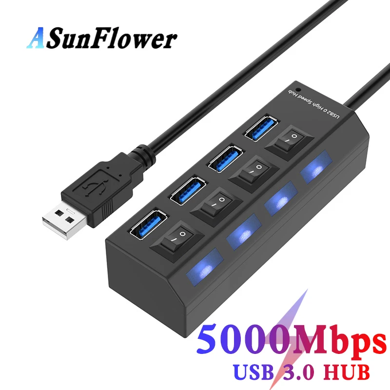 

4 Port USB HUB 3.0 High Speed Laptop Accessories Converter USB Splitter For PC Computer Portable USB 3.0 Hub Adapter Multiple