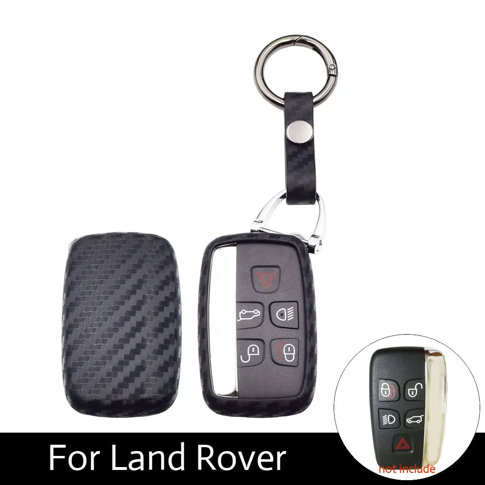 

ATOBABI Carbon Fiber Pattern Silicone Car Smart Key Case For Land Rover Range Rover Defender Discovery LR4 Jaguar Fob Key Holder
