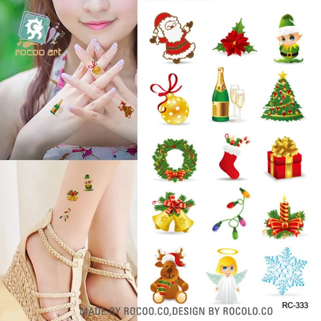 waterproof temporary tattoo santa claus christmas tree gift fake waterproof temporary tattoo santa claus christmas tree gift fake
