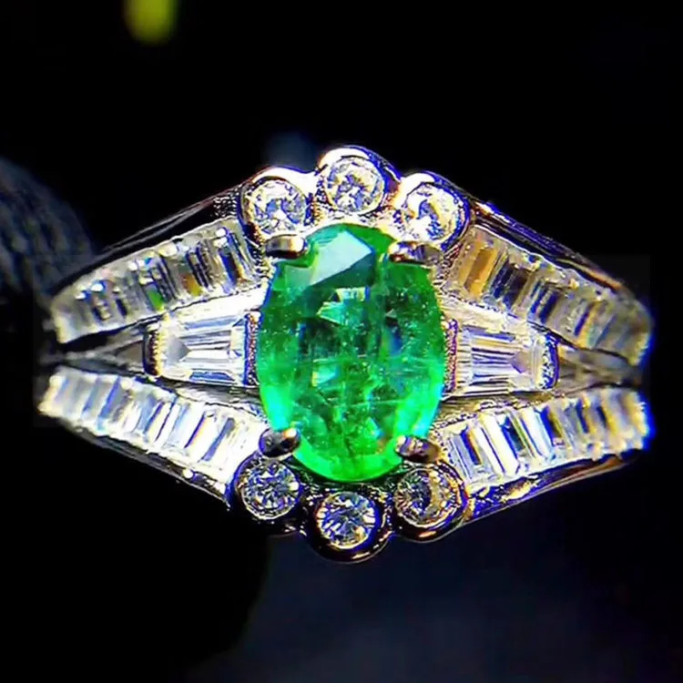 Emerald ring Natural real emerald 925 sterling silver 0.55ct gemstone