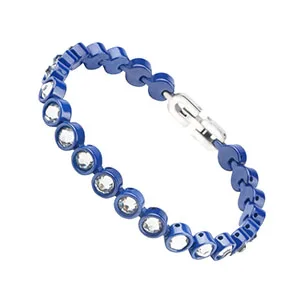 Очаровательный розовый синий браслет из нержавеющей стали с кристаллами CZ, браслет, ювелирные изделия для женщин на День святого Валентина - Окраска металла: Blue  Bracelet