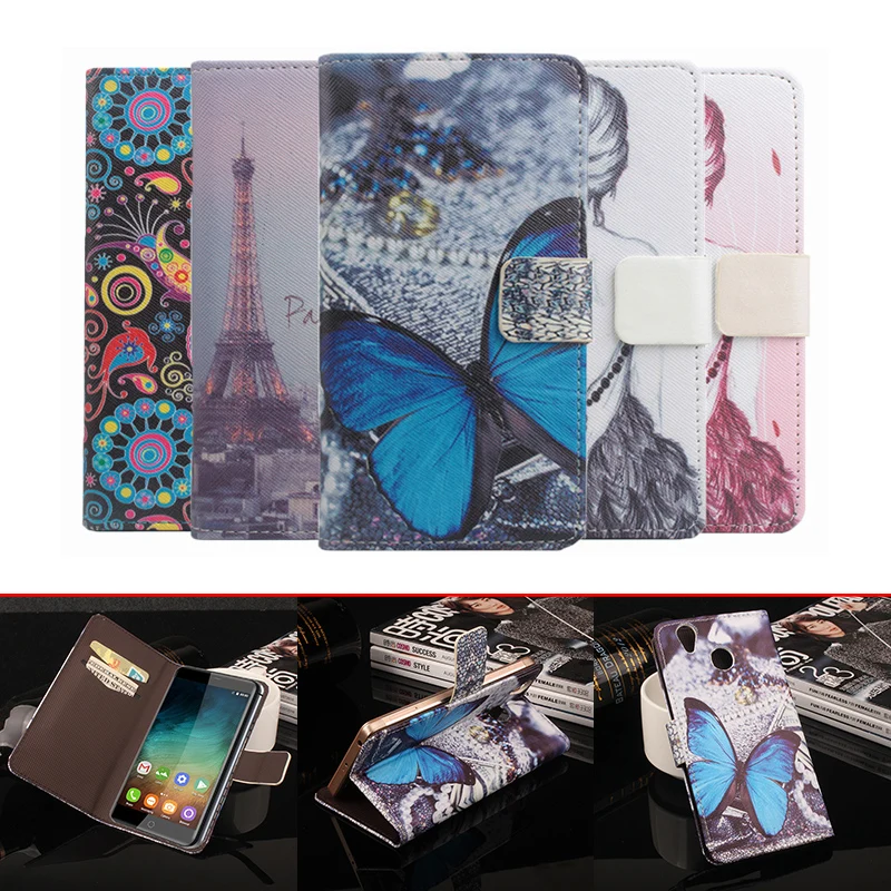 

HongBaiwei Fashion Cases For Qukitel K7000 Printed Butterfly Flower Flip Leather Phone Case Cover with Stand Card Slot Holder