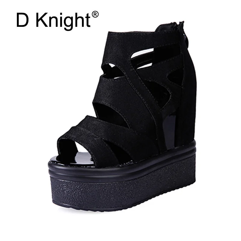 

2018 Summer High-heeled Sandals For Women Open Toe Thick Heels Rome Height Increased Lady Creepers Platform Shoes Woman Sandals