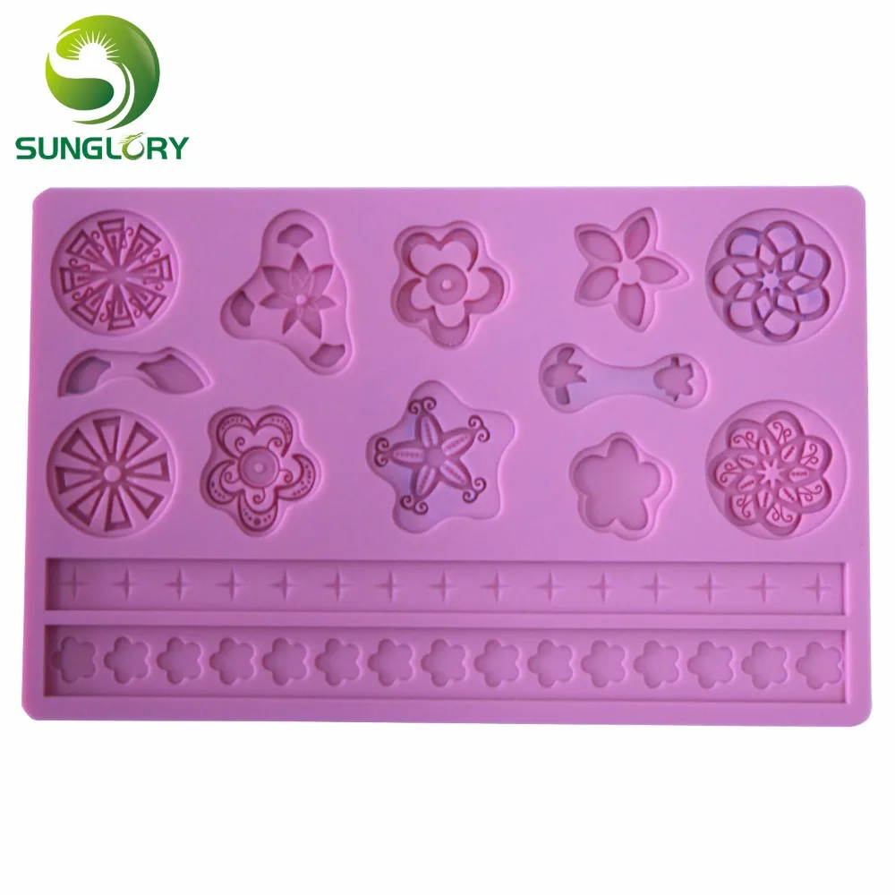 Bakeware Gum Paste 3D Silicone Lace Mold Fondant Decoration Flower