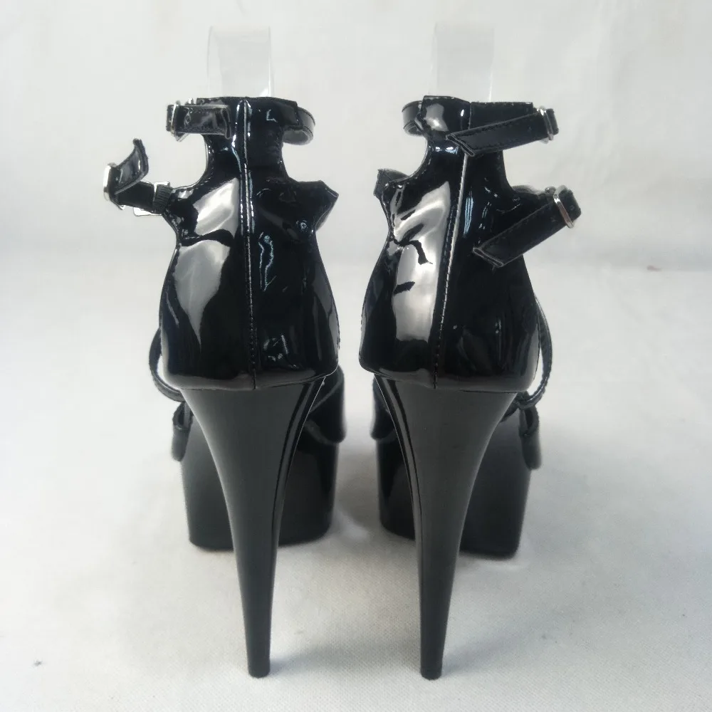 Black painted ankle strap 15 cm sexy super high heel pole dancing/performance/star/model shoes, party dancing shoes