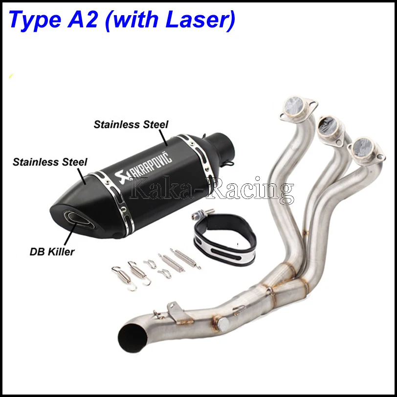 MT09 FZ09 мотоциклетная выхлопная система без шнуровки Модифицированная труба Akrapovic глушитель из углеродного волокна для Yamaha MT-09 FZ-09 - Цвет: Type A2(Laser)